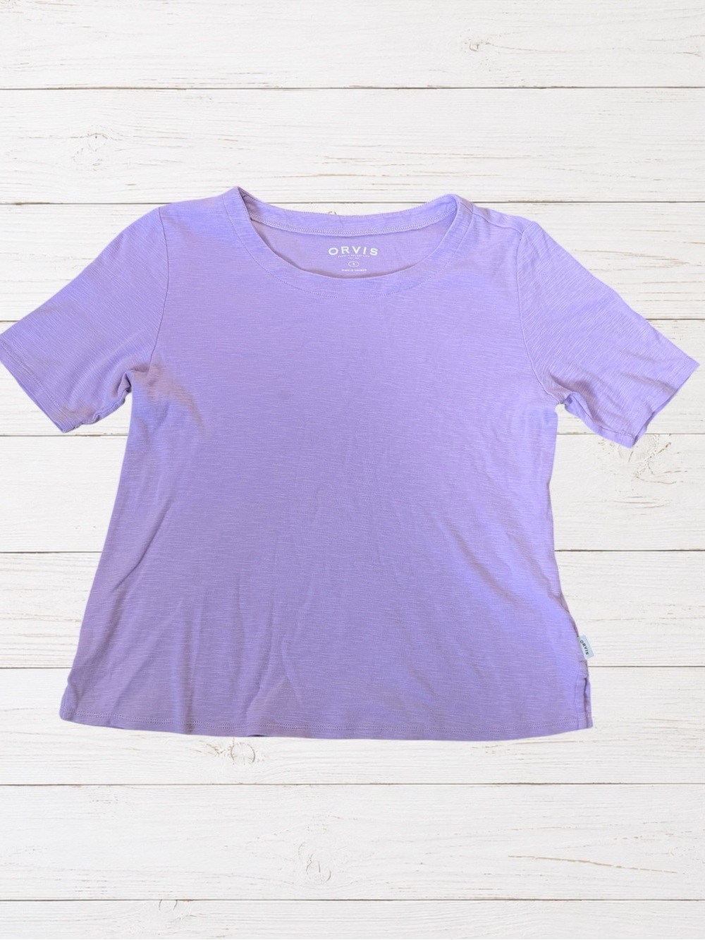 Orvis Classic Collection Lavender Pima Cotton Tee Soft Coastal Short Sleeve S